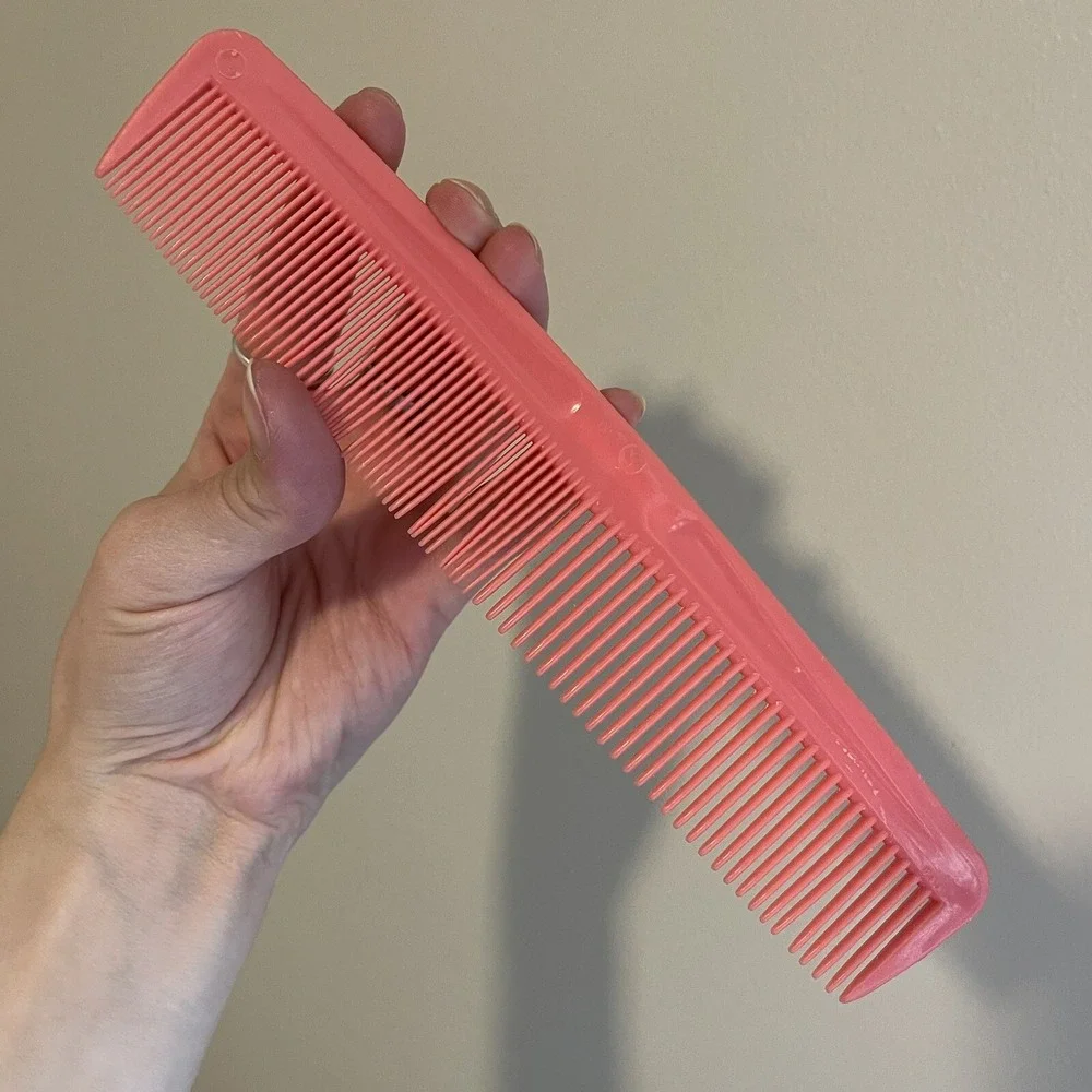 Vintage Goody Light Pink Plastic Hair Comb‎ Made in USA Wide Pocket Unbreakable